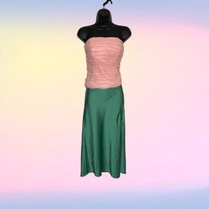 Green Satin Midi Skirt